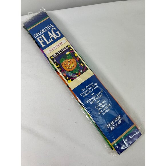 VTG 90s Jack O Lantern Decorative Halloween Flag 28" X 40" Indoor & Outdoor Use - Picture 2 of 5